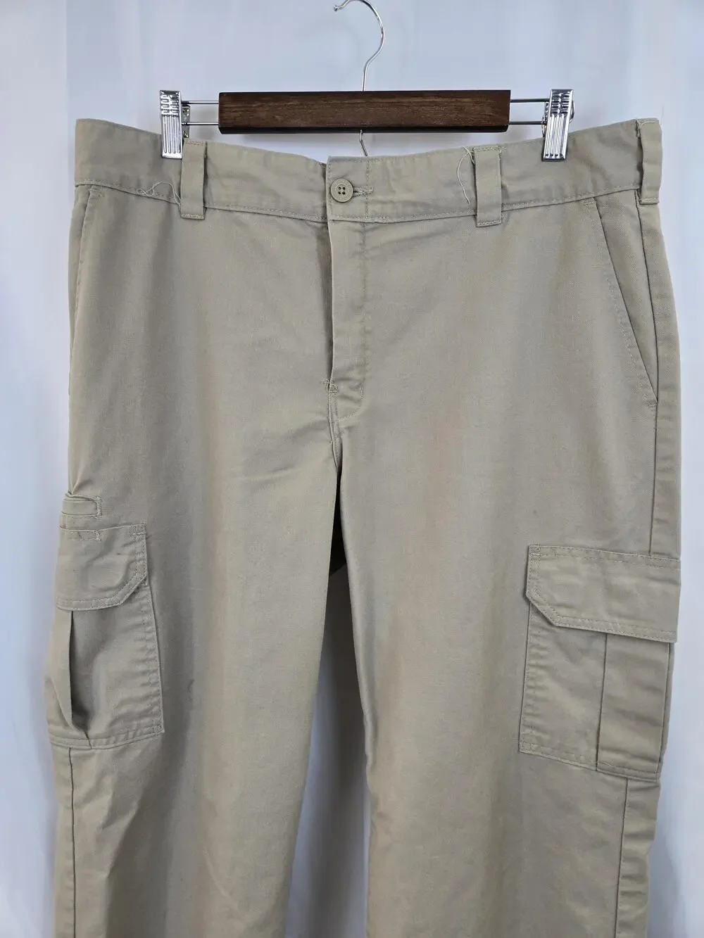 Dickies Cargo Pants Mens 36x32 Beige Regular Straight Canvas Workwear Utility